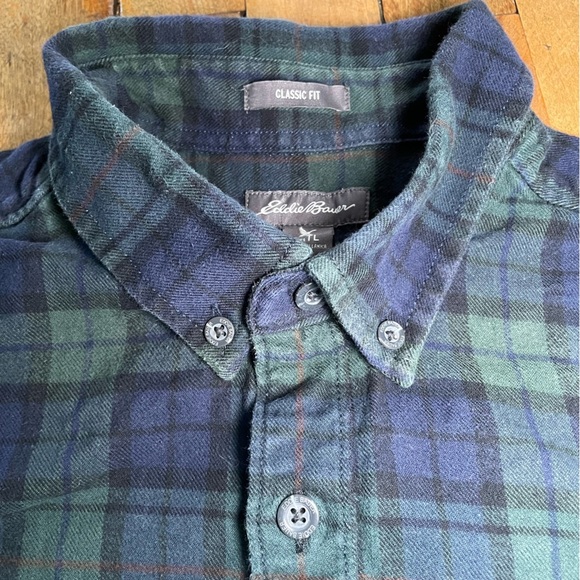 Eddie Bauer green and blue plaid button up - Tall Large - Picture 5 of 11